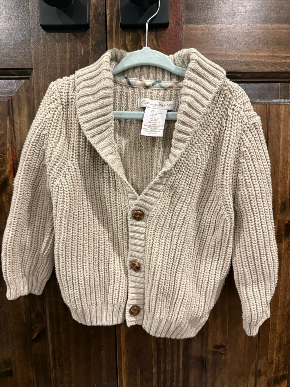 Tommy Bahama Beige Chunky Shawl Collar Cardigan